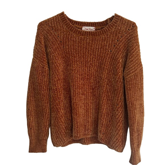 Pink Rose Sweaters - Pink Rose Women’s Cozy Rust Orange Crewneck Long Sleeve Chunky Sweater Size L